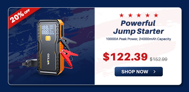 OXILAM Powerful Jump Starter — 10000A Peak, 24000mAh Capacity